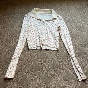 floral button up collard shirt